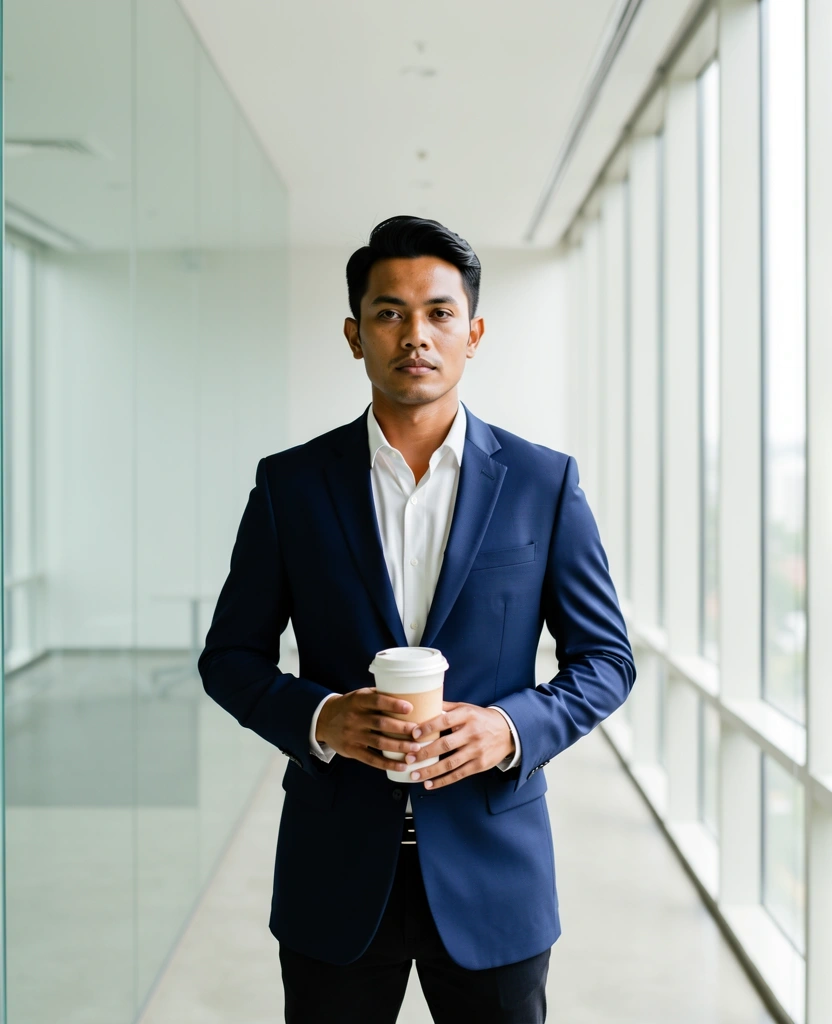 Pria modern dalam lingkungan profesional